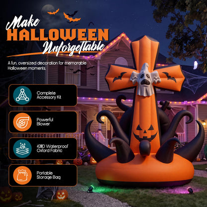 Giant Halloween Inflatable Ghost & Pumpkin-Pumpkin Cross-26.2 FT