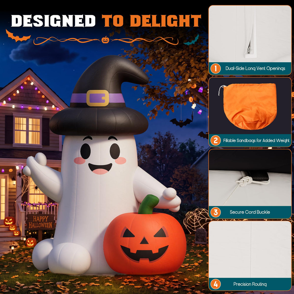 Giant Halloween Inflatable Ghost & Pumpkin-Ghost & Pumpkin Combo-19.7 FT