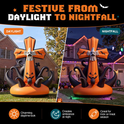 Giant Halloween Inflatable Ghost & Pumpkin-Pumpkin Cross-26.2 FT